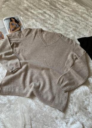 Базовый бежевый кашемировый пуловер