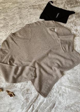 Базовый бежевый кашемировый пуловер6 фото