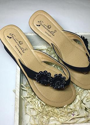 В'єтнамки,босоніжки,шльопанці з квітами,під замшу,устілка 24,5 см,38размер,мексика