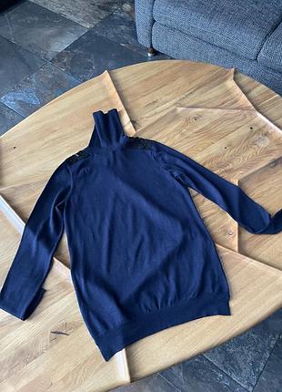 Синій гольф , тонка вовна, спина мереживо. parosh. розмір xs-a