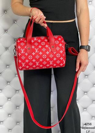 Сумка жіноча з принтом червона річна, жіноча червона сумочка саквояж літня2 фото