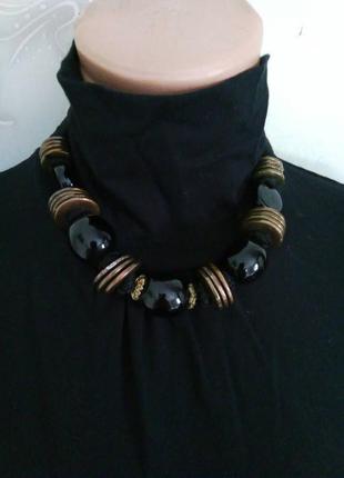 Черные бусы италия,колье,ожерелье,подвеска.1 фото