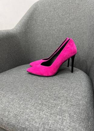 Класичні туфлі жіночі натуральна замша шпилька3 фото