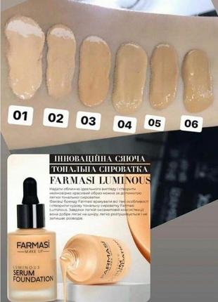 Farmasi luminous serum foundation , тон 02 (натуральний) та 05 (засмага)3 фото