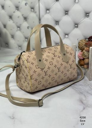 Сумка женская с принтом бежевая летняя, жіноча бежева сумочка саквояж літня