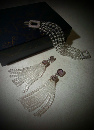Дизайнерський браслет стильні сережки пензлика натуральні камені весілля — свято подарунок3 фото