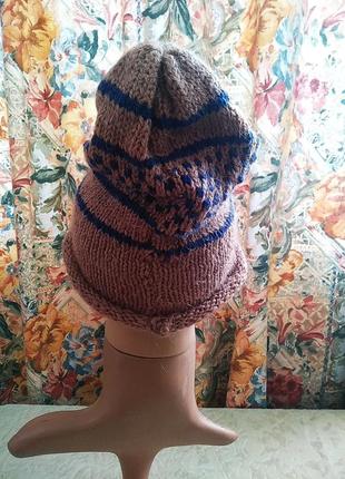 Зимова шерстяна шапка з вишивкою орнаментом  ручна робота2 фото