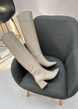 Чоботи високі ботфорти жіночі демі зима натуральна шкіра, замша