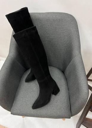 Чоботи високі ботфорти жіночі демі зима натуральна шкіра, замша