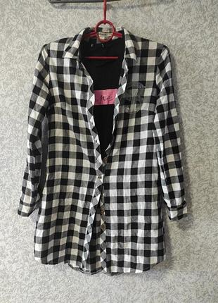 Удлиненая сорочка туніка в клітку