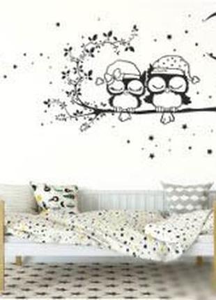 Наклейка на стену «совы-сони»