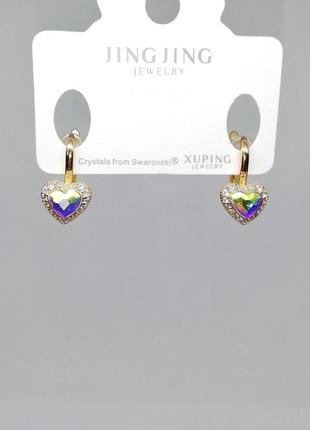 Розкішні сережки xuping з кристалами swarovski і фіанітами 💎3 фото