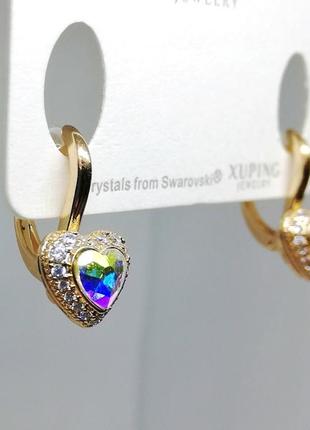 Розкішні сережки xuping з кристалами swarovski і фіанітами 💎1 фото