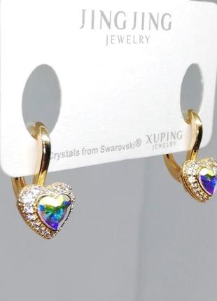 Розкішні сережки xuping з кристалами swarovski і фіанітами 💎4 фото