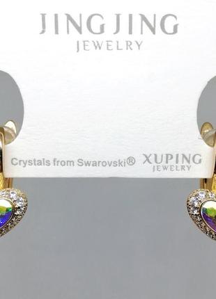 Розкішні сережки xuping з кристалами swarovski і фіанітами 💎5 фото