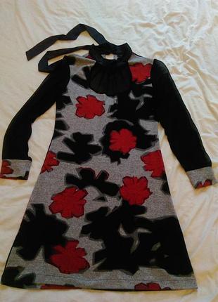 Оригінальна сукня комбіноване красивий принт квіти