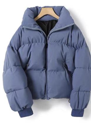 Женская синяя  оверсайз куртка, пуховик zara