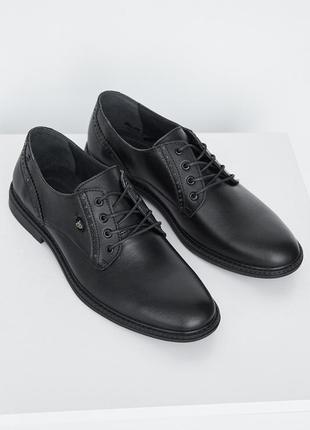 Мужские туфли кожаные весна/осень черные udg 1911 классические