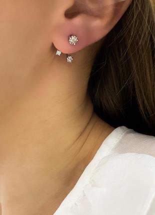 Серьги сережки гвоздики пуссеты три звезды звездочки под серебро мини новые качественные
