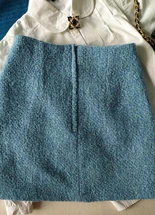 Нежная голубая шерстяная юбка трапеция букле topshop в стиле chanel2 фото