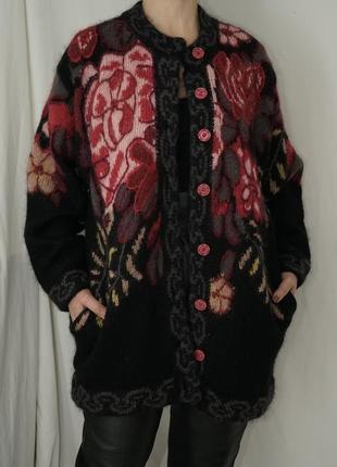 Шикарный винтажный кардиган, кофта в цветах