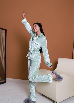 Велюрова піжама костюм для будинку сорочка зі штанами, піжама