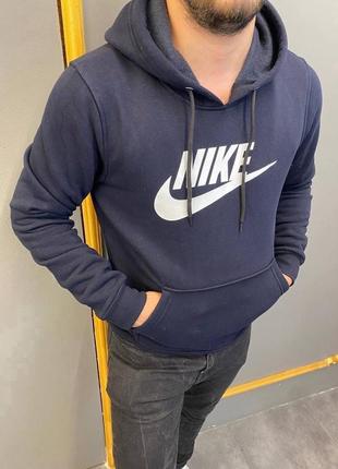 Чоловіча зимова толстовка худі з капюшоном на флісі nike