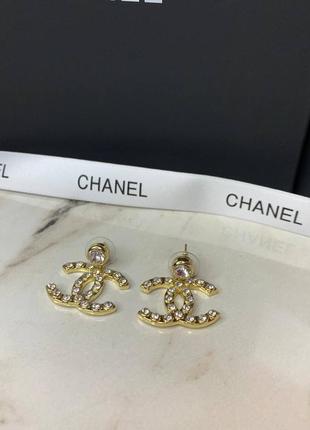 Брендовые серьги в позолоте с цирконием