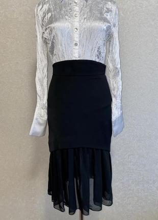 Двухслойная чёрная дизайнерская юбка от андре тана9 фото