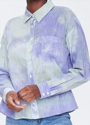Рубашка в полоску с принтом tie-dye