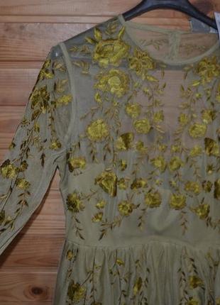 Роскошное макси платье asos с золотистой вышивкой в цветы! люкс! asos5 фото