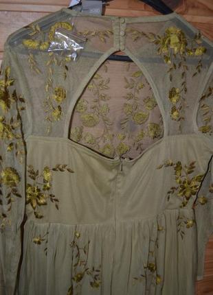 Роскошное макси платье asos с золотистой вышивкой в цветы! люкс! asos6 фото