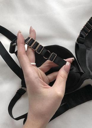 Чорний шкіряний пуш-ап комплект зі стрепами. код: с116