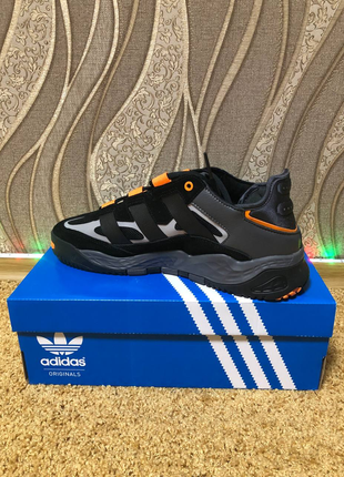 Adidas niteball 41-45 чоловічі кросівки black\orange рефлектив адідас5 фото