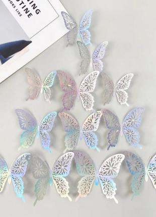 Метелики декор перламутрові на стіну - в наборі 12шт. різних розмірів1 фото