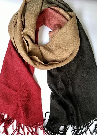 Кашеміровий Шарф червоно-бежевий