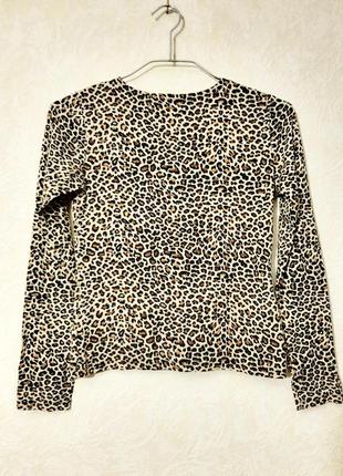 Кофточка стрейчевая леопардый принт бежевая-чёрная-коричневая женская длинный рукав7 фото