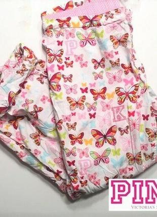 Victoria's secret pink butterflies cotton relaxed pants домашние штанишки /1871/