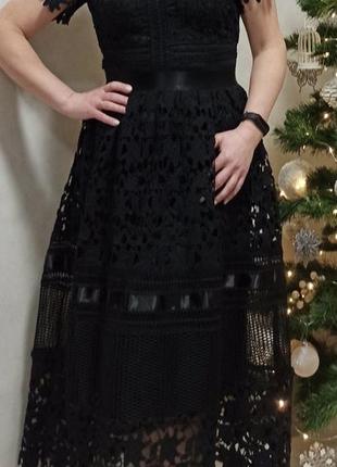 Кружевное платье платье миди чёрное платье италия🔥1 фото
