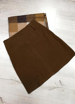 Короткая юбка коричневая, ткань замш1 фото