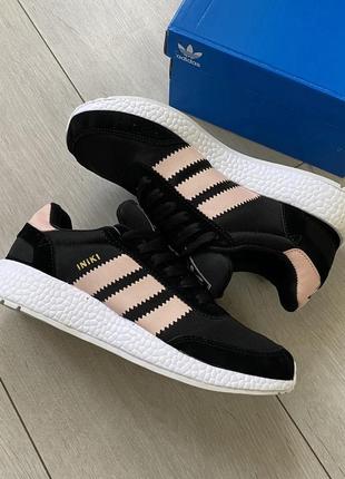 Стильні, замшеві, чорні кросівки адідас иники adidas iniki