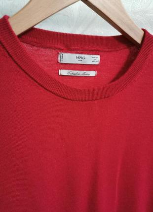 Вовняний светр mango man extrafine merino чоловічий колір карміновий червоний легкий5 фото