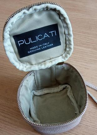 Кожаная мини сумочка аксессуар pulicati италия натуральная кожа пудровая7 фото