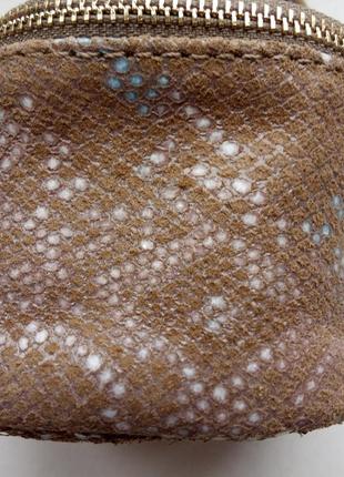 Кожаная мини сумочка аксессуар pulicati италия натуральная кожа фактурная бежевая3 фото