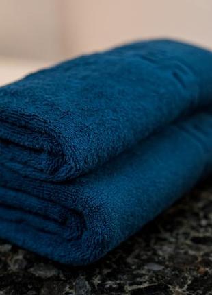 Махровий банний рушник, 2 нитка, 50х90 500 г/м2 versace синій3 фото
