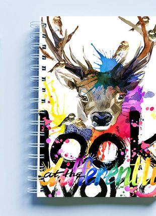 Скетчбук (sketchbook) для малювання з принтом "look world at the differentty"