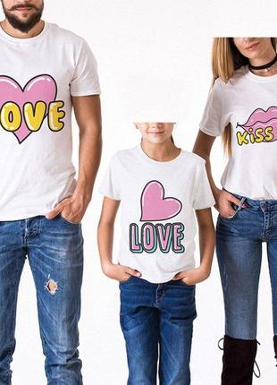 Футболки фэмили лук family look для всей семьи "love. kiss me" push it