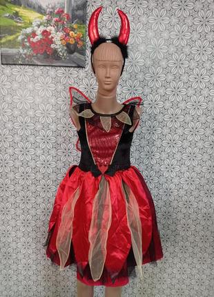 Карнавальный костюм чертовка чертик злая фея 11-12 лет хэллоуин1 фото
