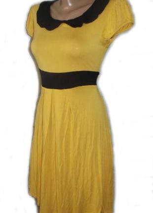 Платье желтое вискоза с черными элементами / m/l1 фото