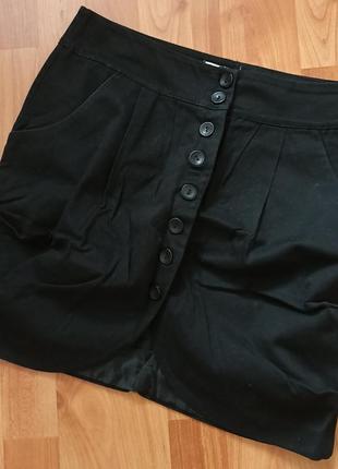 Юбка черная , хлопок, на пуговицах